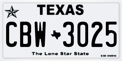 TX license plate CBW3025