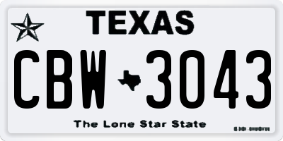 TX license plate CBW3043