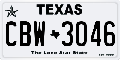 TX license plate CBW3046