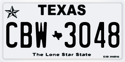 TX license plate CBW3048
