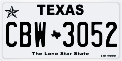 TX license plate CBW3052