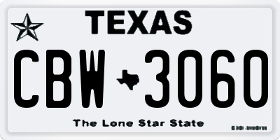 TX license plate CBW3060