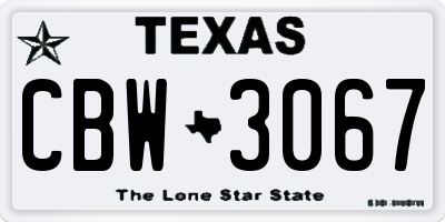 TX license plate CBW3067