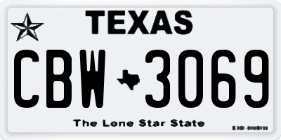 TX license plate CBW3069