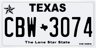 TX license plate CBW3074