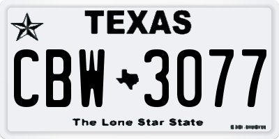 TX license plate CBW3077