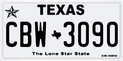 TX license plate CBW3090