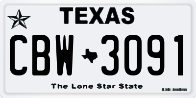TX license plate CBW3091