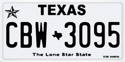 TX license plate CBW3095