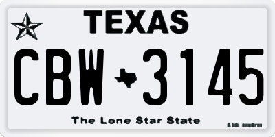 TX license plate CBW3145