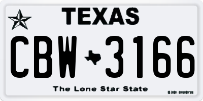 TX license plate CBW3166