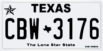 TX license plate CBW3176