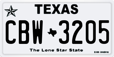 TX license plate CBW3205