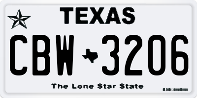 TX license plate CBW3206