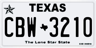 TX license plate CBW3210