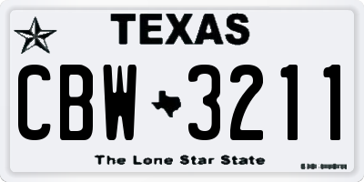 TX license plate CBW3211