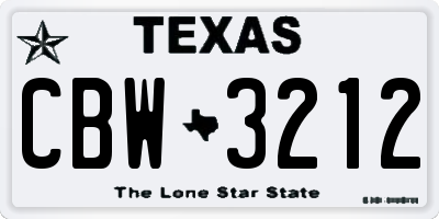 TX license plate CBW3212