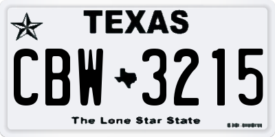 TX license plate CBW3215