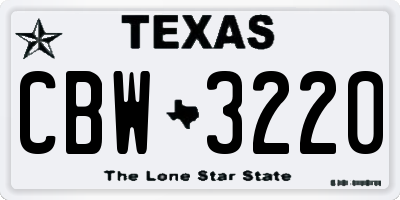 TX license plate CBW3220