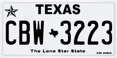 TX license plate CBW3223