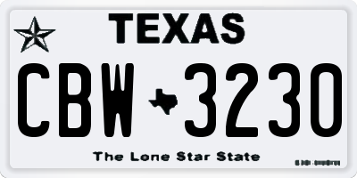 TX license plate CBW3230