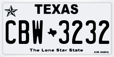 TX license plate CBW3232