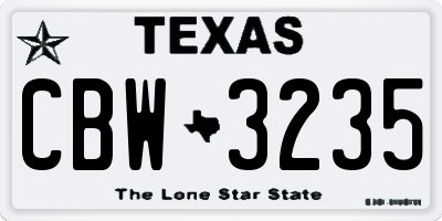 TX license plate CBW3235