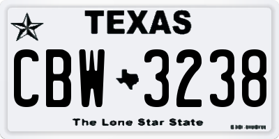 TX license plate CBW3238