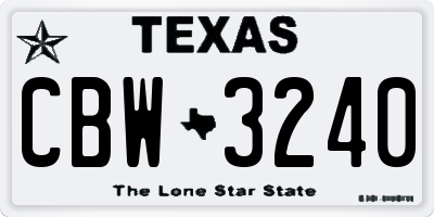 TX license plate CBW3240