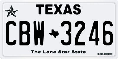 TX license plate CBW3246