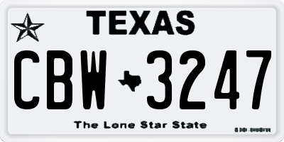 TX license plate CBW3247
