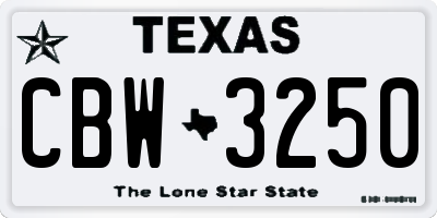 TX license plate CBW3250