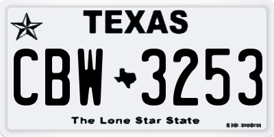 TX license plate CBW3253