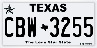 TX license plate CBW3255