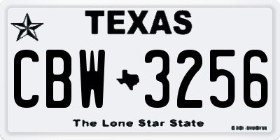 TX license plate CBW3256