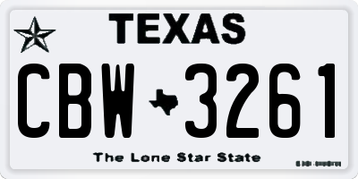 TX license plate CBW3261