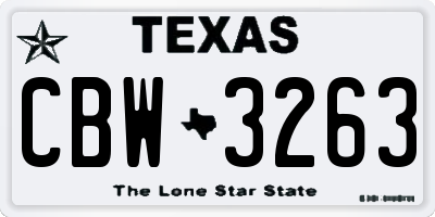 TX license plate CBW3263