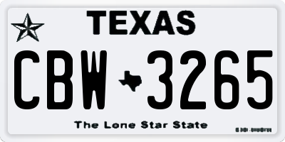 TX license plate CBW3265