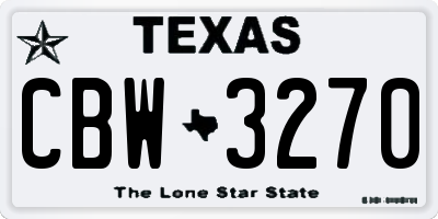 TX license plate CBW3270