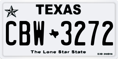 TX license plate CBW3272