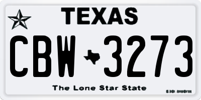 TX license plate CBW3273