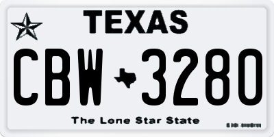 TX license plate CBW3280