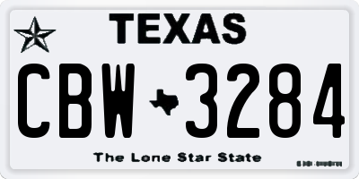 TX license plate CBW3284