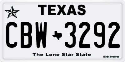 TX license plate CBW3292