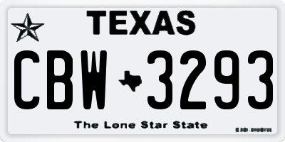 TX license plate CBW3293