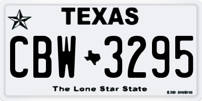 TX license plate CBW3295