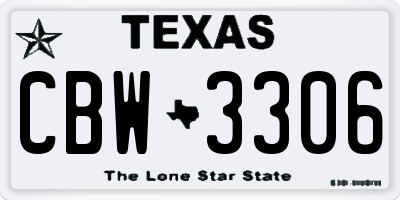 TX license plate CBW3306