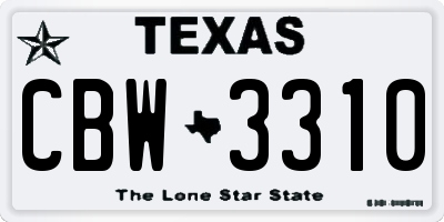 TX license plate CBW3310