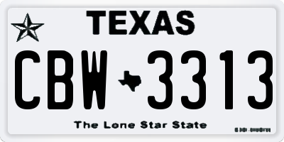 TX license plate CBW3313