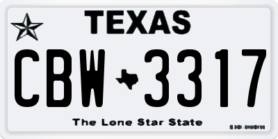 TX license plate CBW3317